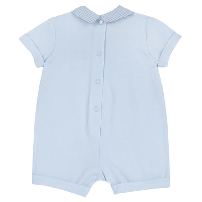 Boys Light Blue Embroidered Romper