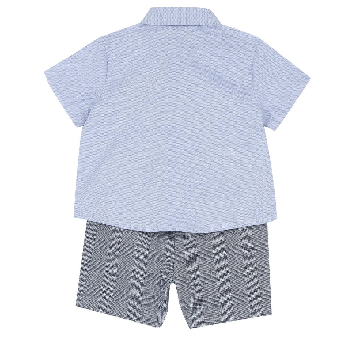 Boys Light Blue Embroidered Shirt with Shorts