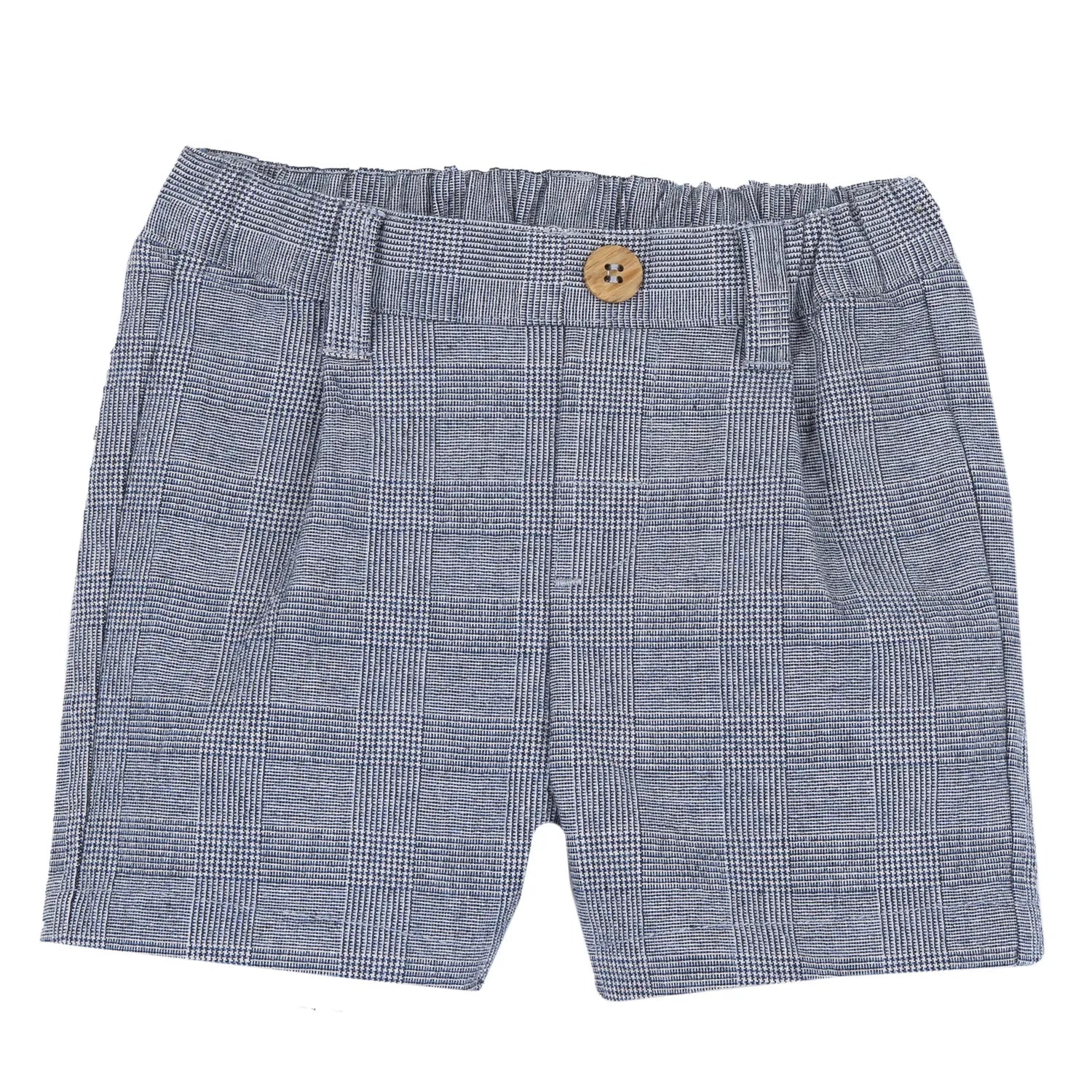 Boys Light Blue Embroidered Shirt with Shorts
