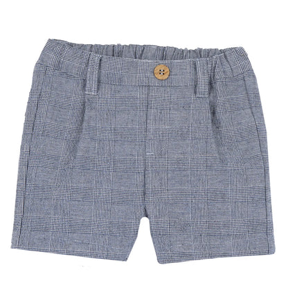 Boys Light Blue Embroidered Shirt with Shorts