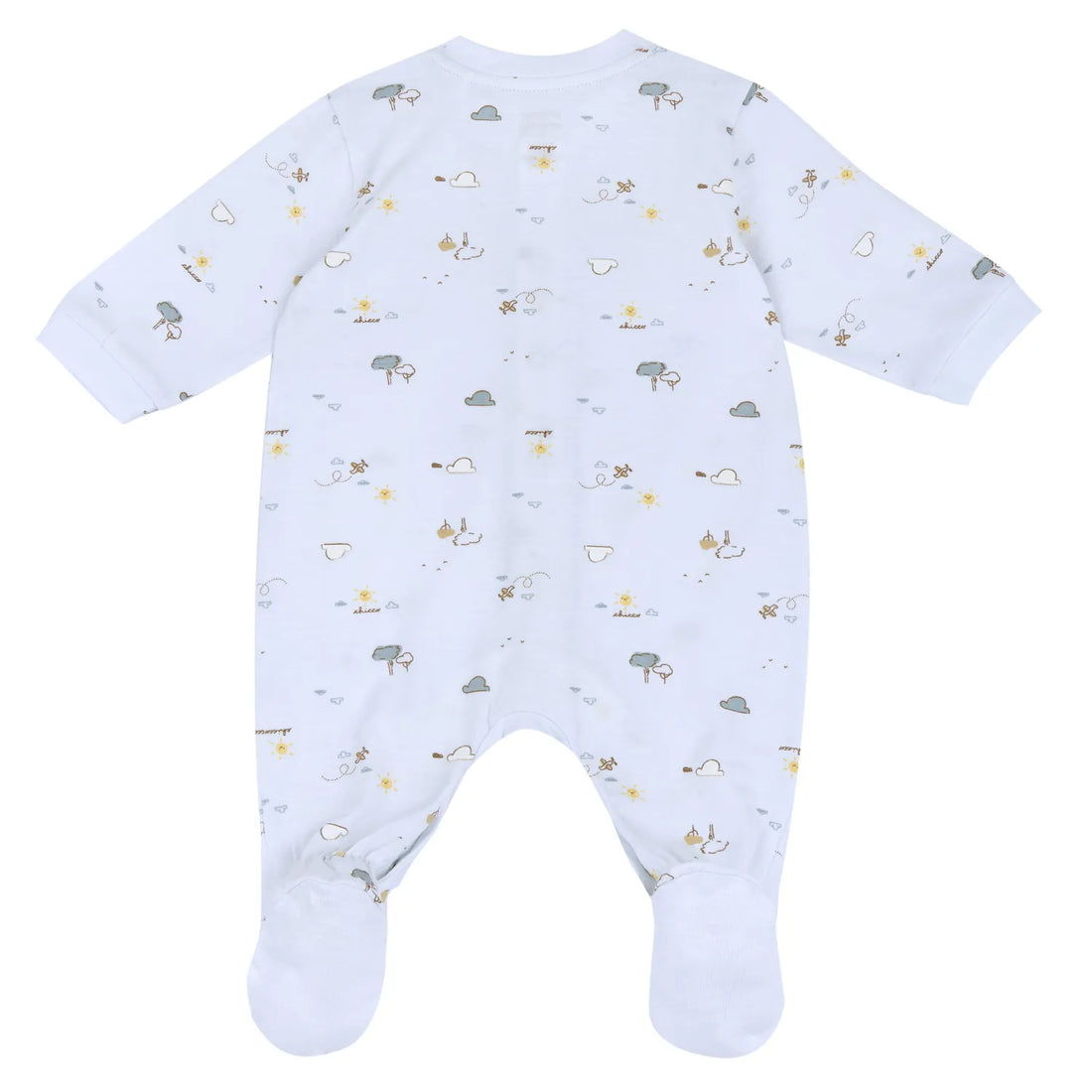 Boys Light Blue Printed Front Opening Babysuit