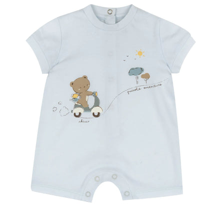 Boys Light Blue Printed Romper