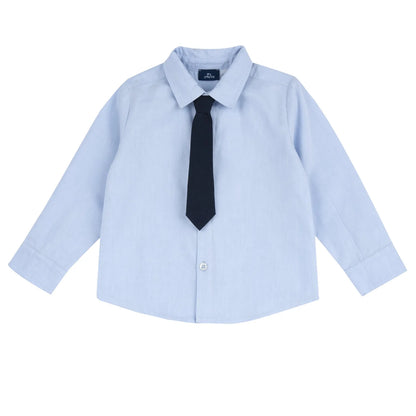 Boys Light Blue Solid Cotton Shirt