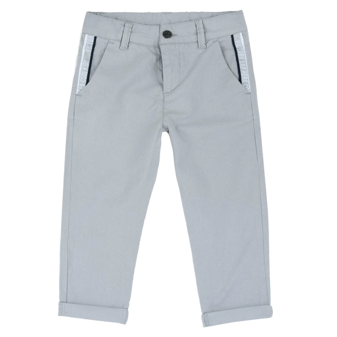 Boys Light Grey Solid Trouser