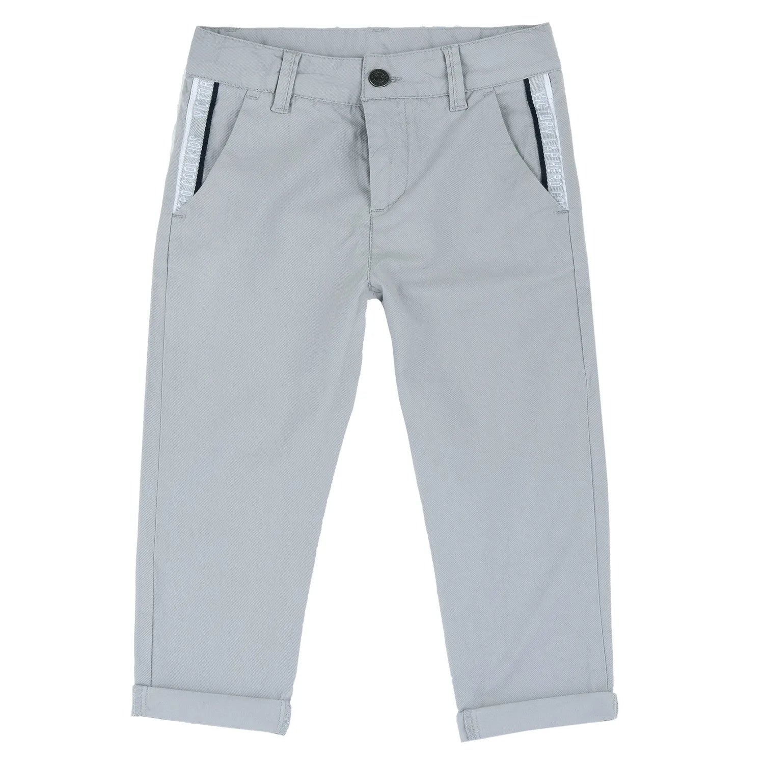Boys Light Grey Solid Trouser