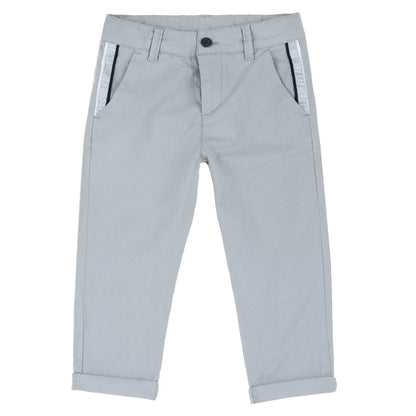 Boys Light Grey Solid Trouser