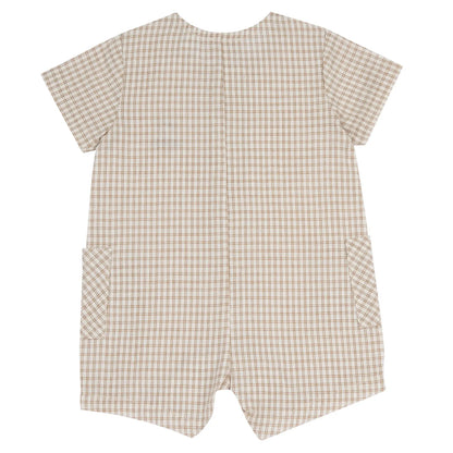 Boys Light Natural Checked Romper