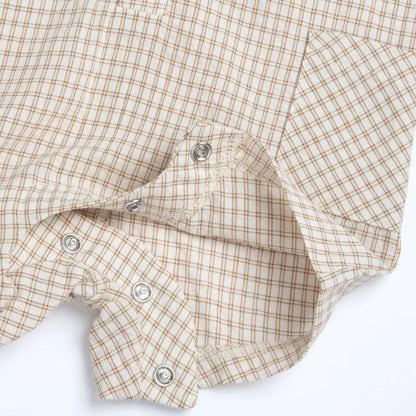 Boys Light Natural Checked Romper