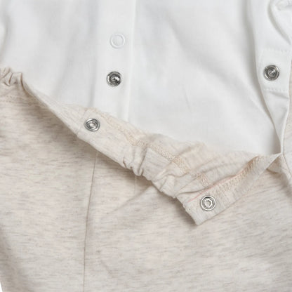 Boys Light Natural Embroidered Back Opening Babysuit