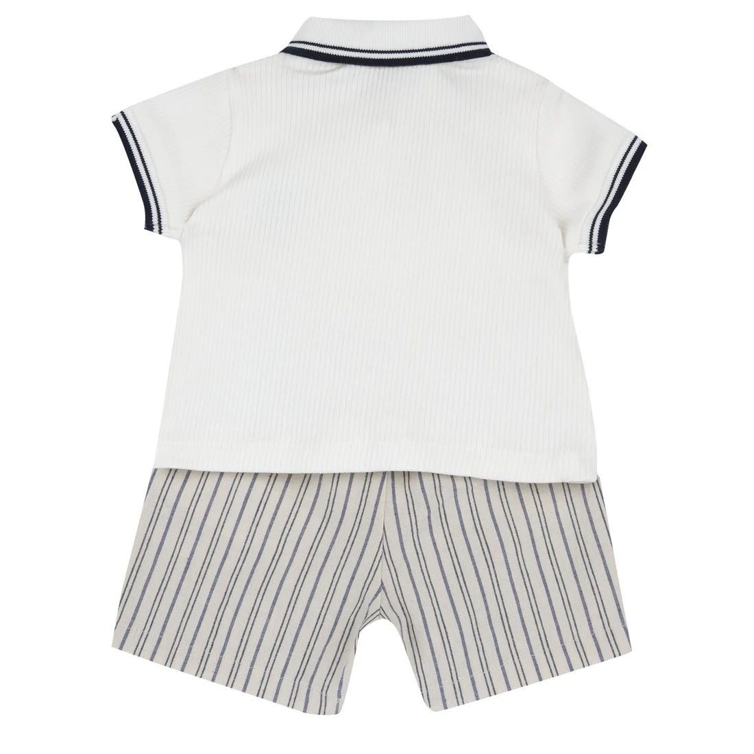 Boys Light Natural Embroidered Polo with Shorts