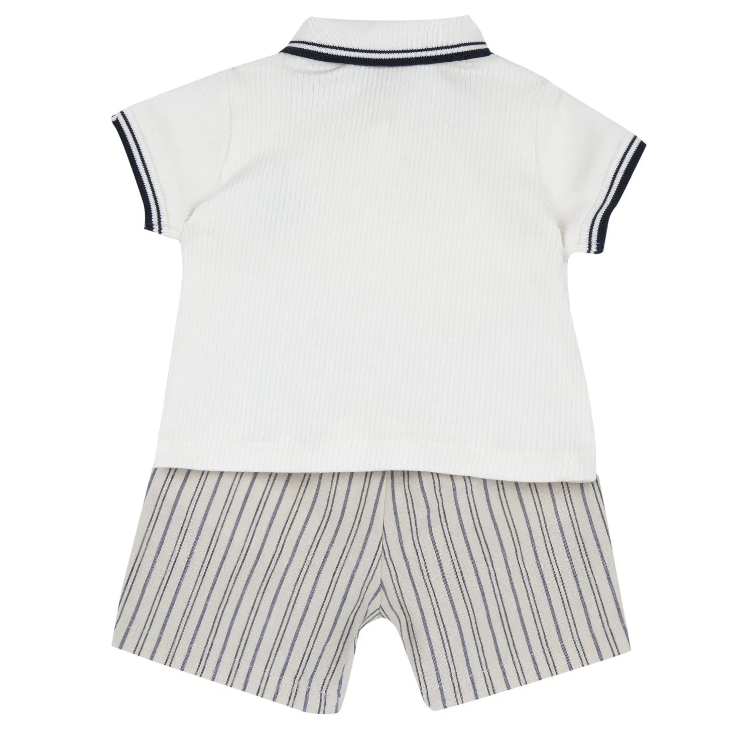 Boys Light Natural Embroidered Polo with Shorts