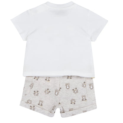 Boys Light Natural Embroidered T-Shirt with Shorts