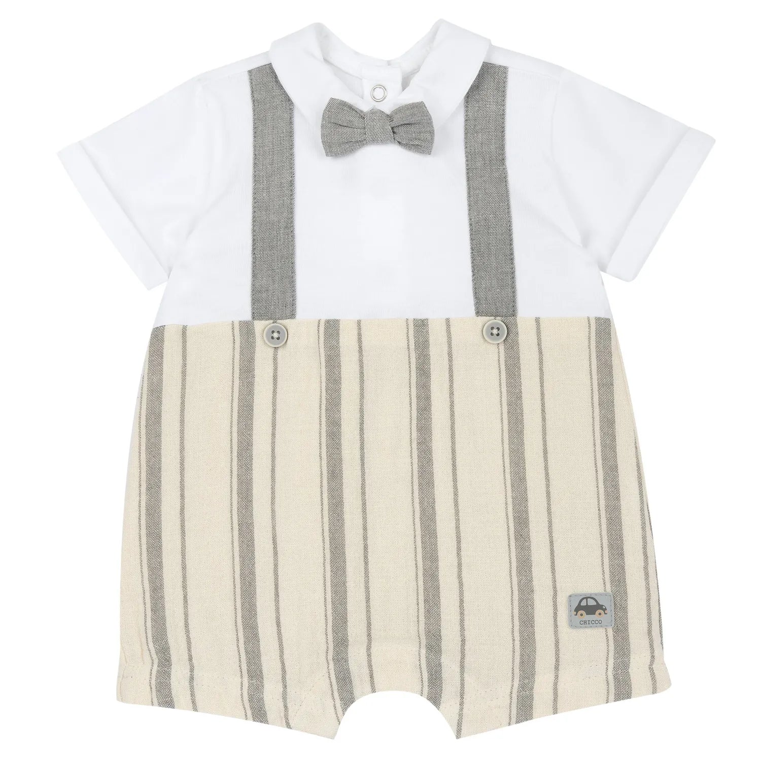 Boys Light Natural Striped Romper