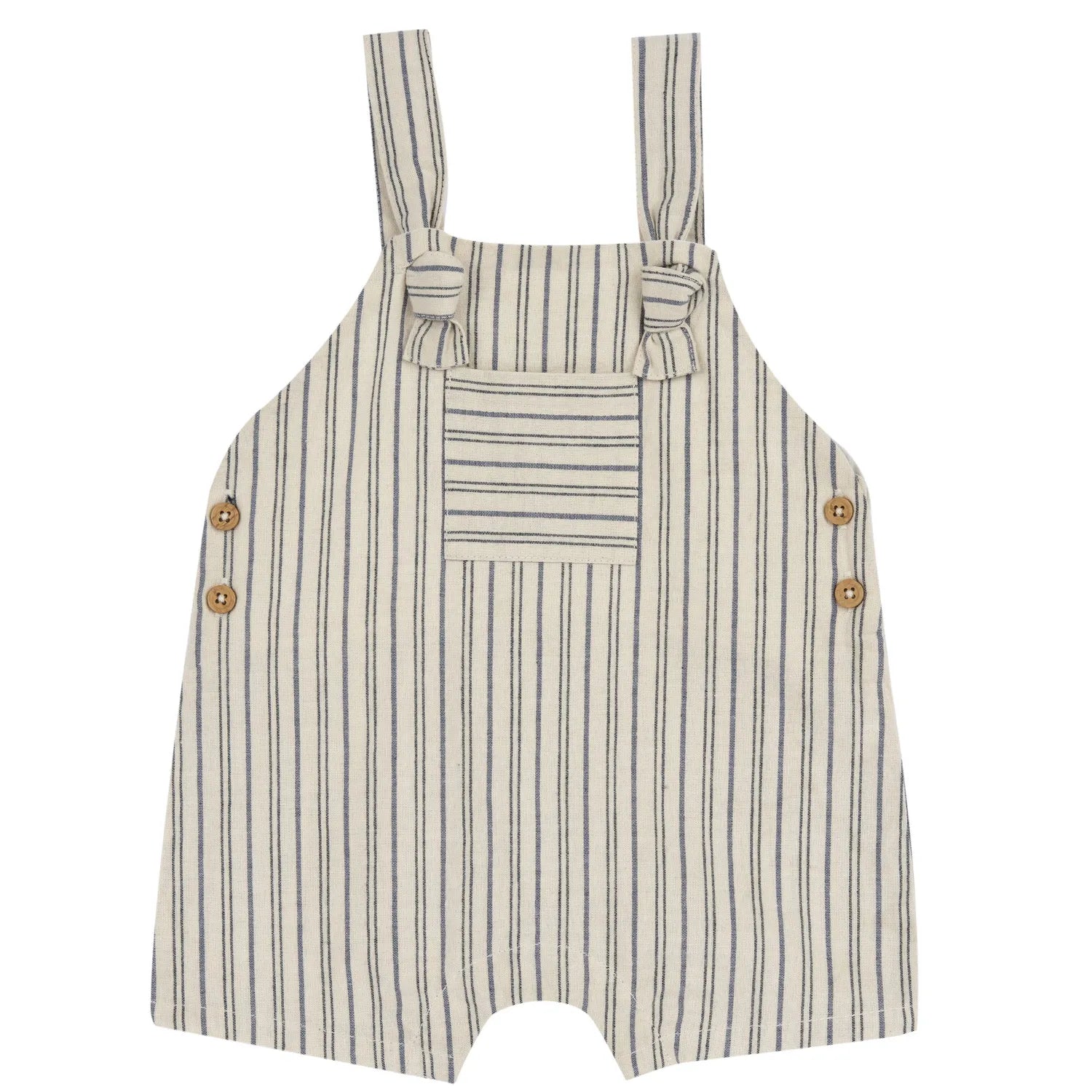 Boys Light Natural Striped Short Dungaree
