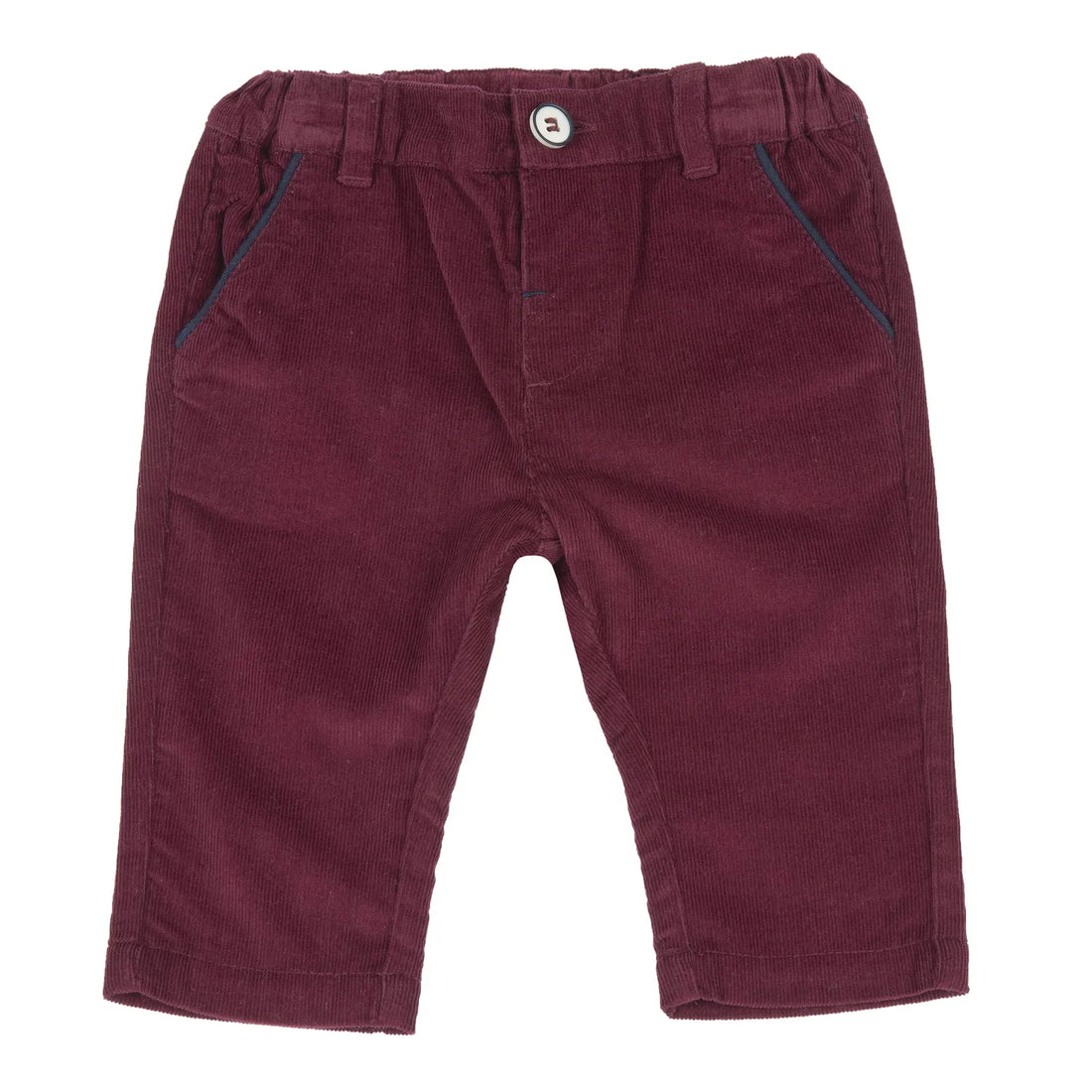 Boys Maroon Solid Corduroy Trouser