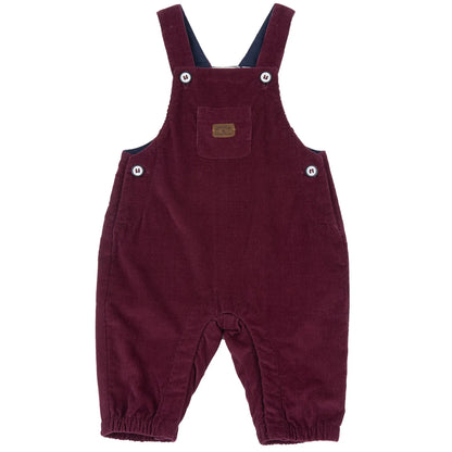 Boys Maroon Solid Woven Long Dungaree