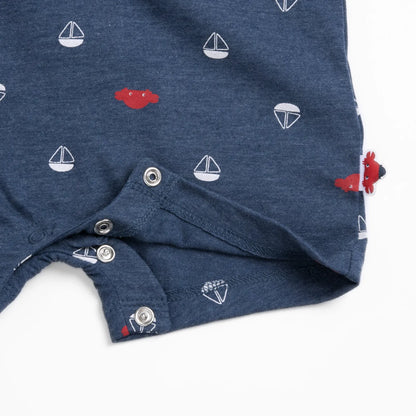 Boys Medium Blue Printed Romper