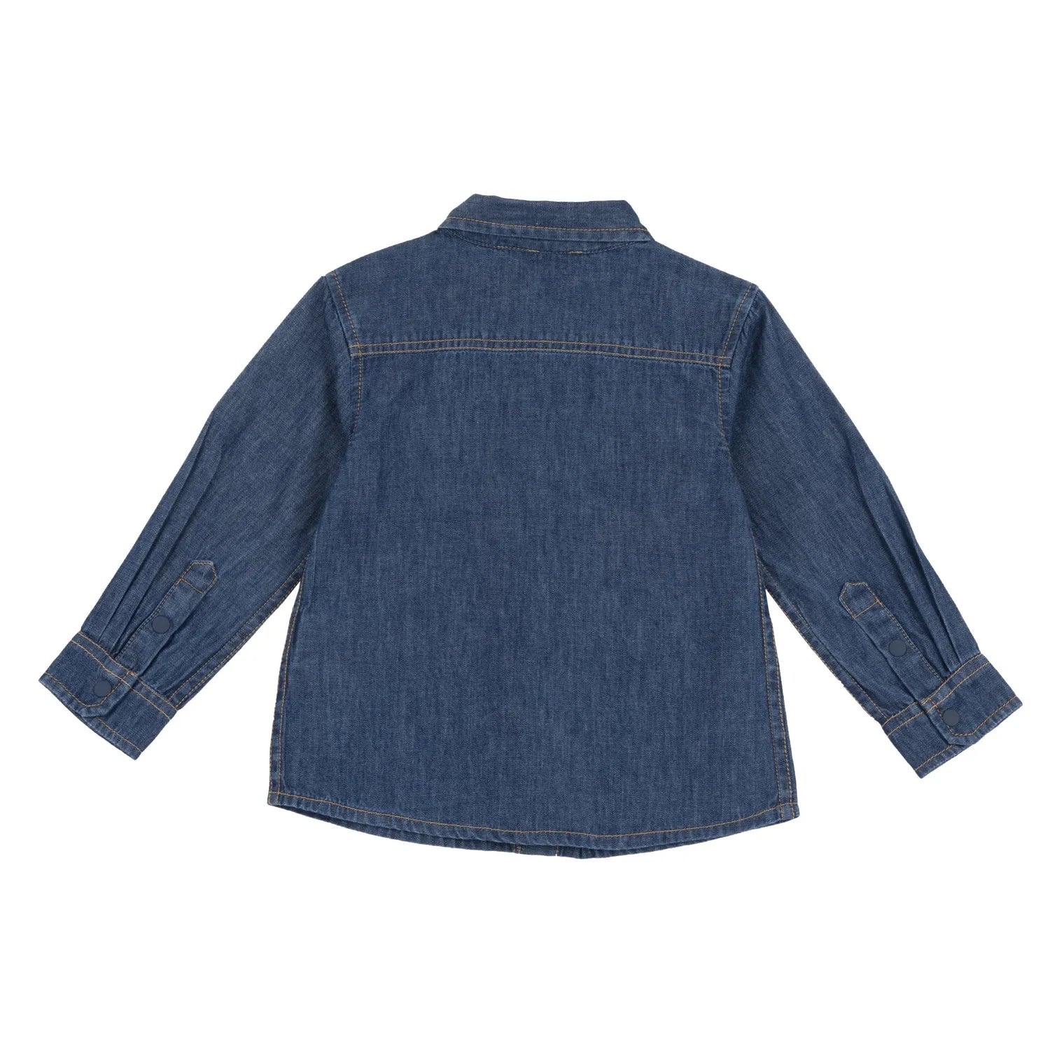 Boys Medium Blue Solid Denim Shirt