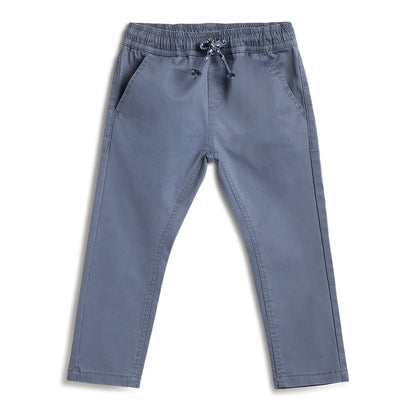 Boys Medium Blue Solid Trousers