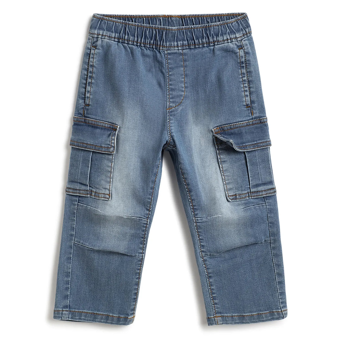 Boys Medium Blue Solid Trousers