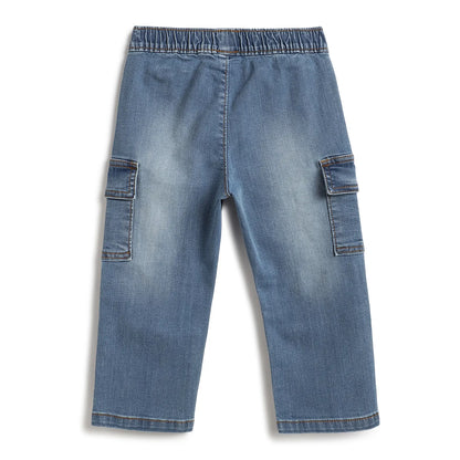 Boys Medium Blue Solid Trousers