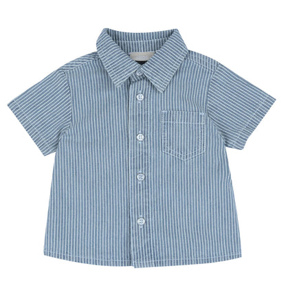 Boys Medium Blue Striped Shirt