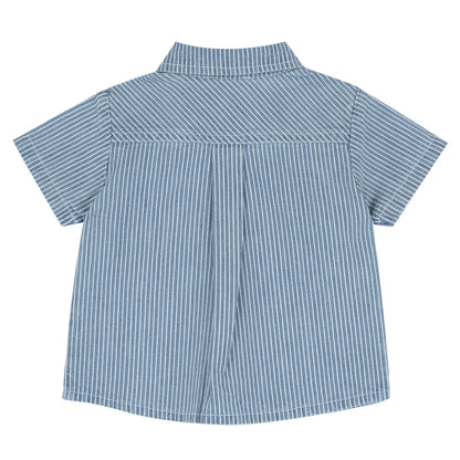 Boys Medium Blue Striped Shirt