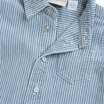 Boys Medium Blue Striped Shirt