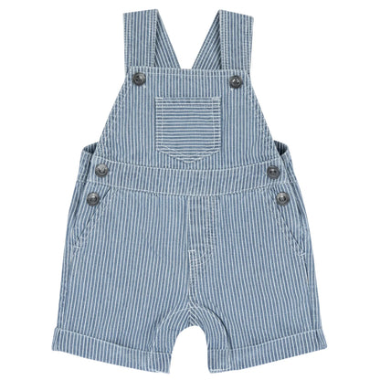 Boys Medium Blue Striped Short Dungaree