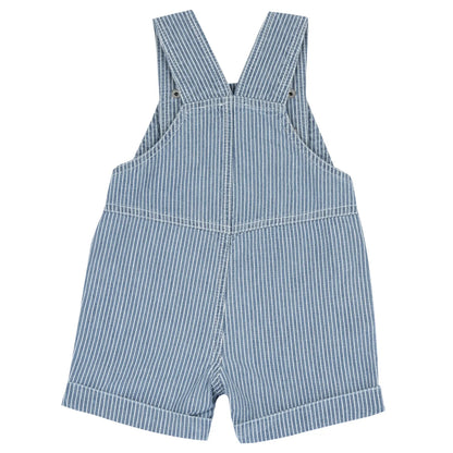Boys Medium Blue Striped Short Dungaree