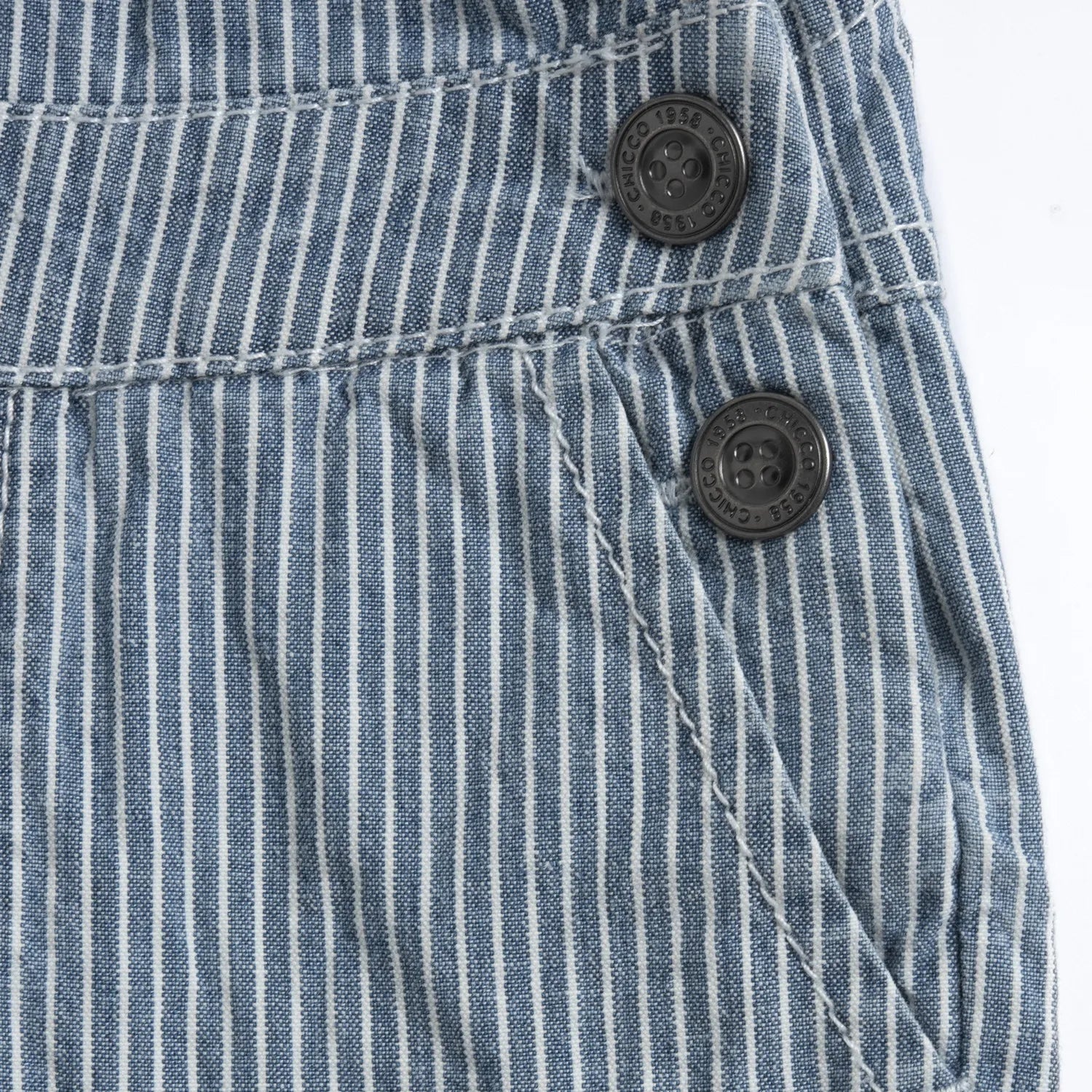 Boys Medium Blue Striped Short Dungaree
