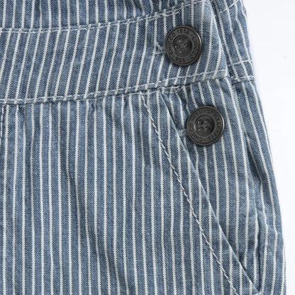 Boys Medium Blue Striped Short Dungaree