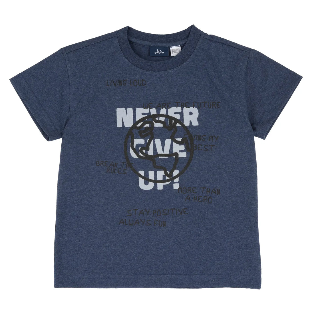 Boys Medium Blue Typography Printed T-shirt