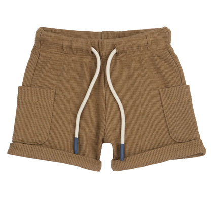 Boys Medium Brown Solid Shorts