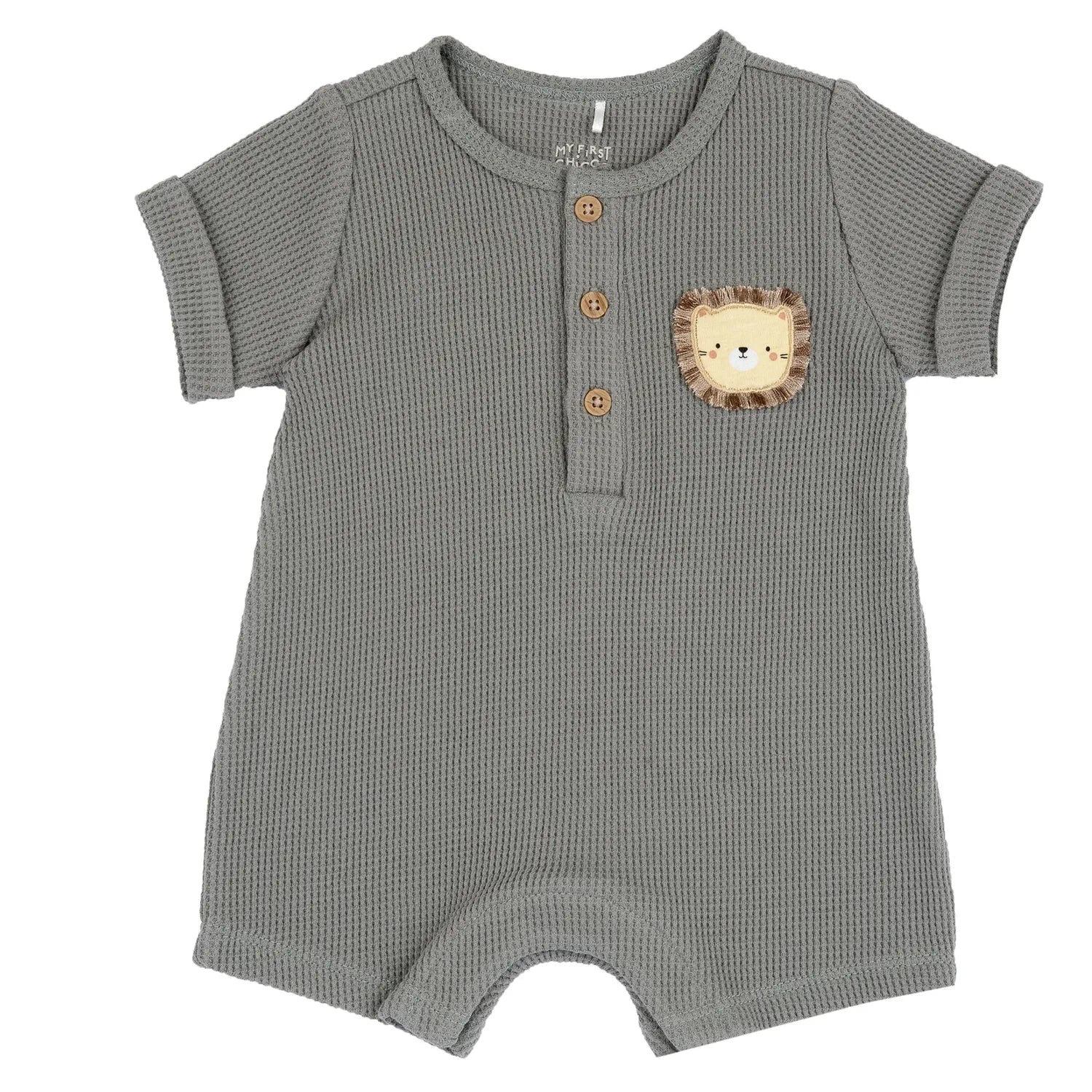 Boys Medium Green Applique Romper