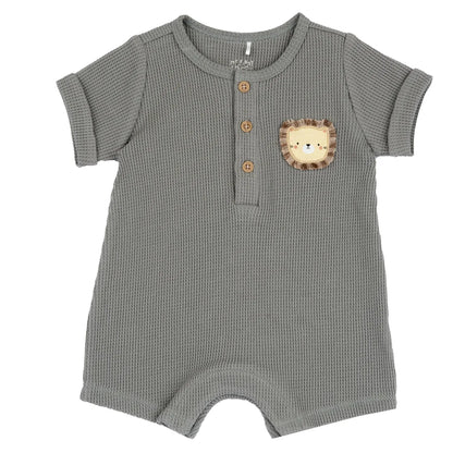 Boys Medium Green Applique Romper