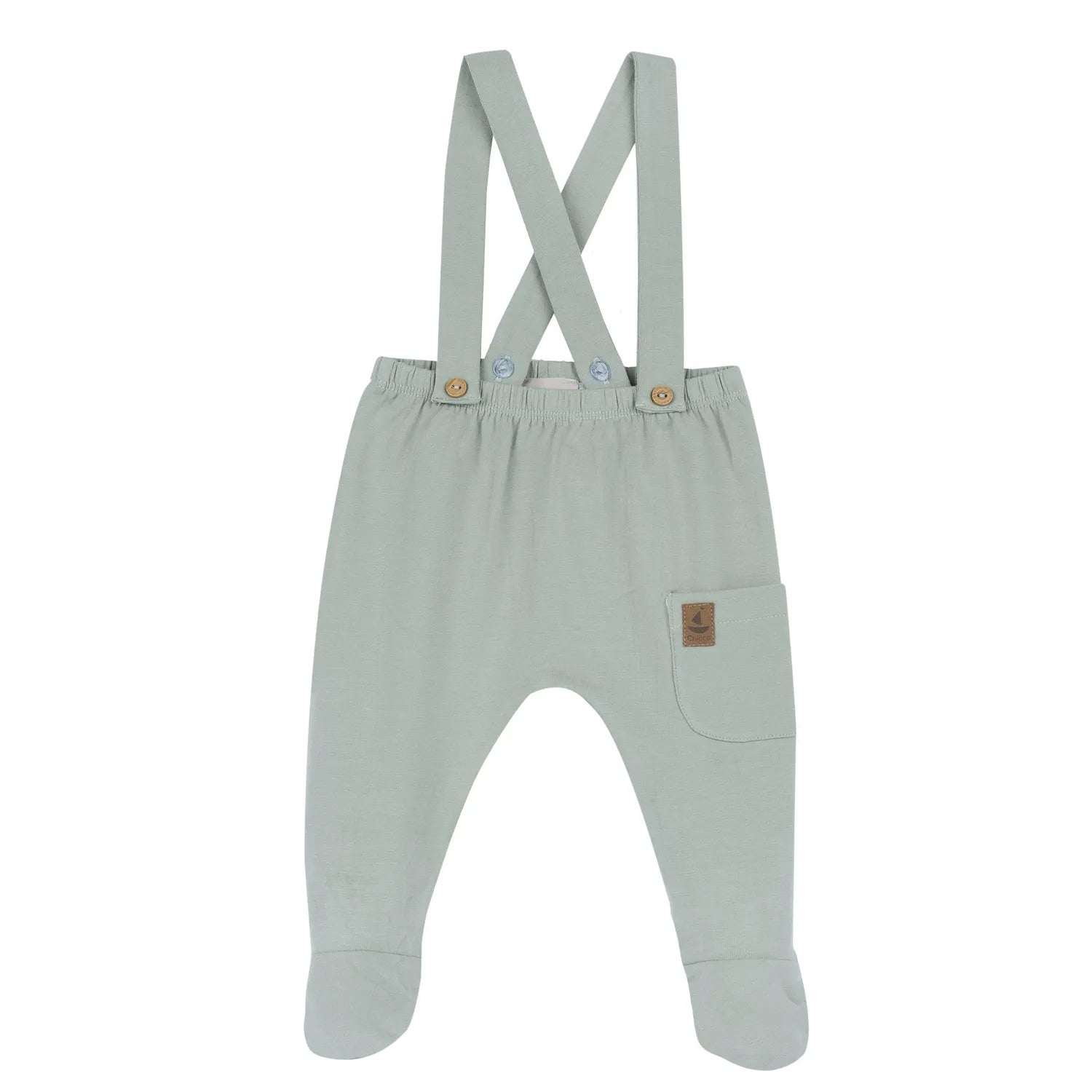 Boys Medium Green Printed Smock with Leggings