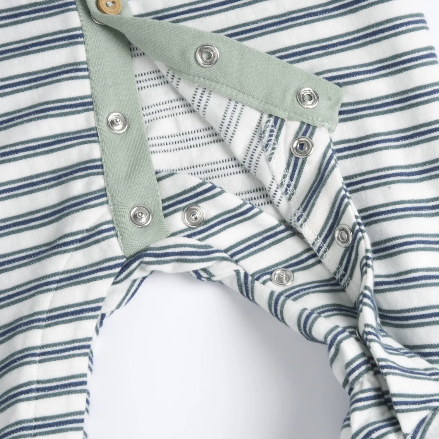 Boys Medium Green Striped Front Opening Babysuit