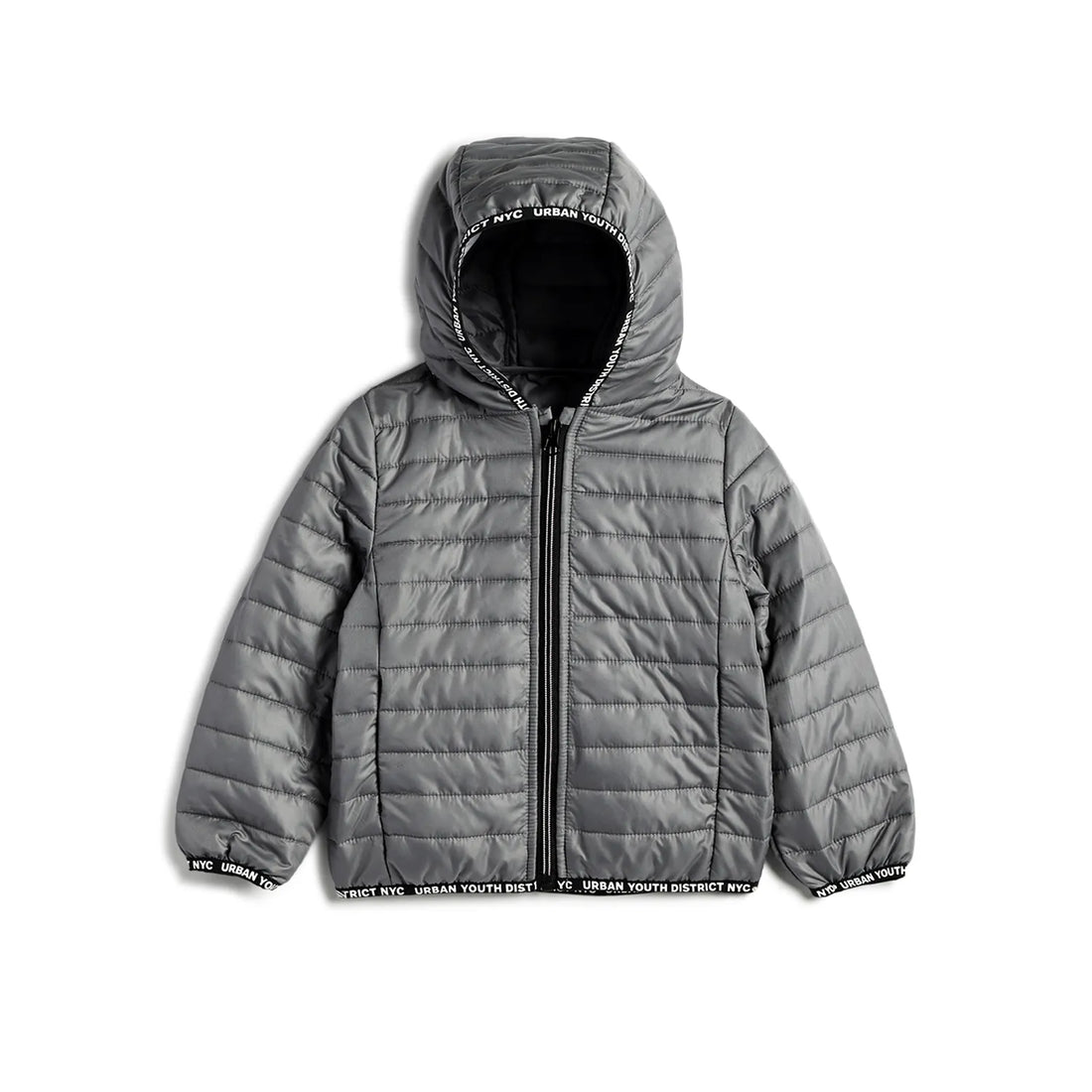 Boys Medium Grey Hooded Puffer Jacket