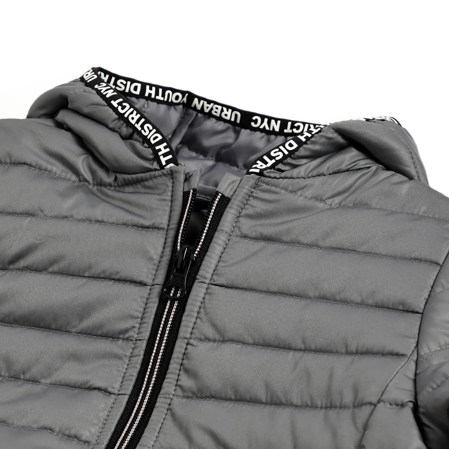 Boys Medium Grey Hooded Puffer Jacket