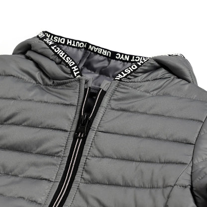 Boys Medium Grey Hooded Puffer Jacket