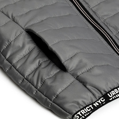 Boys Medium Grey Hooded Puffer Jacket