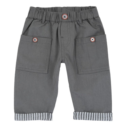 Boys Medium Grey Solid Trouser