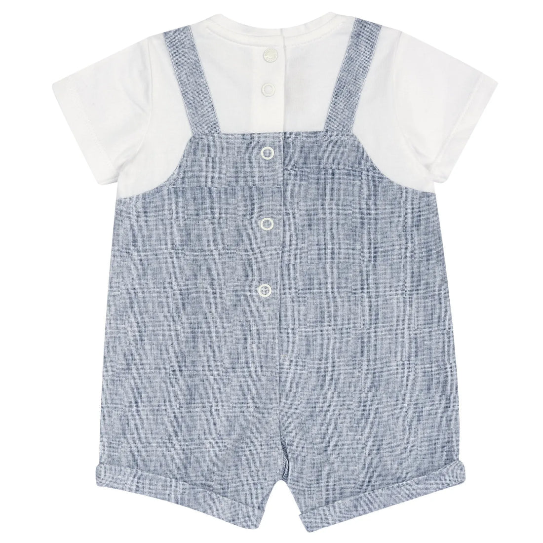 Boys Medium Light Blue Embroidered Romper