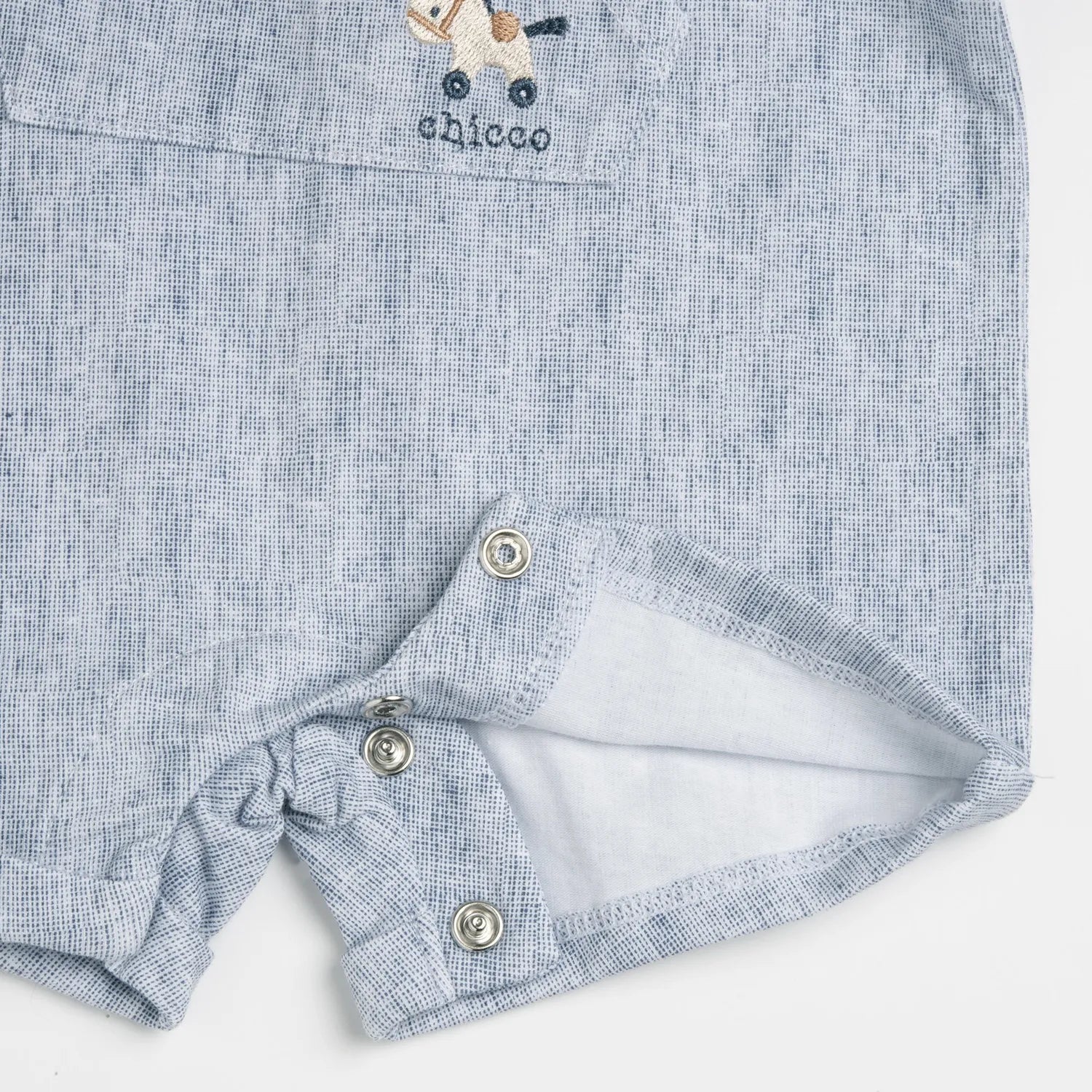 Boys Medium Light Blue Embroidered Romper