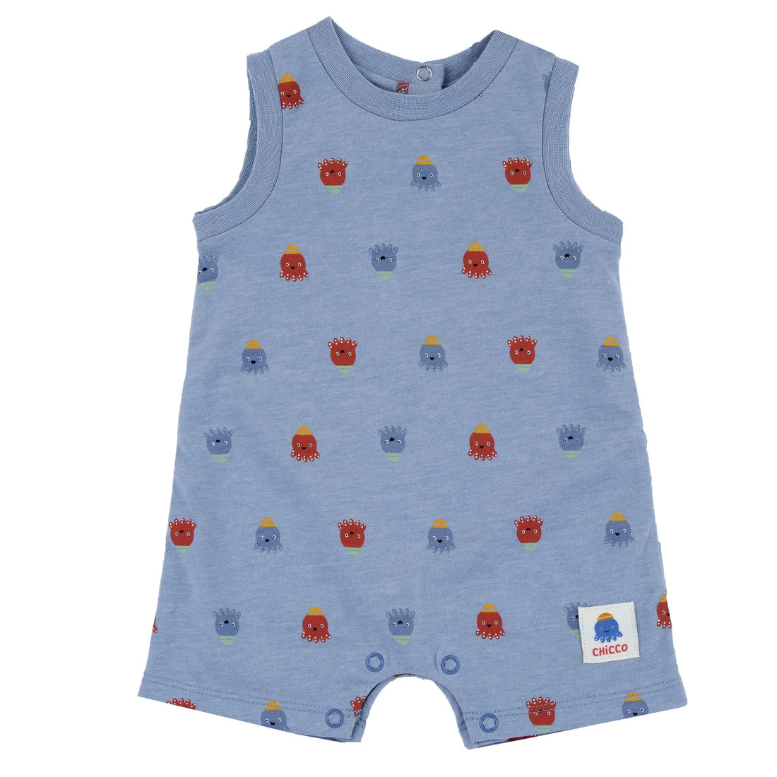 Boys Medium Light Blue Printed Romper