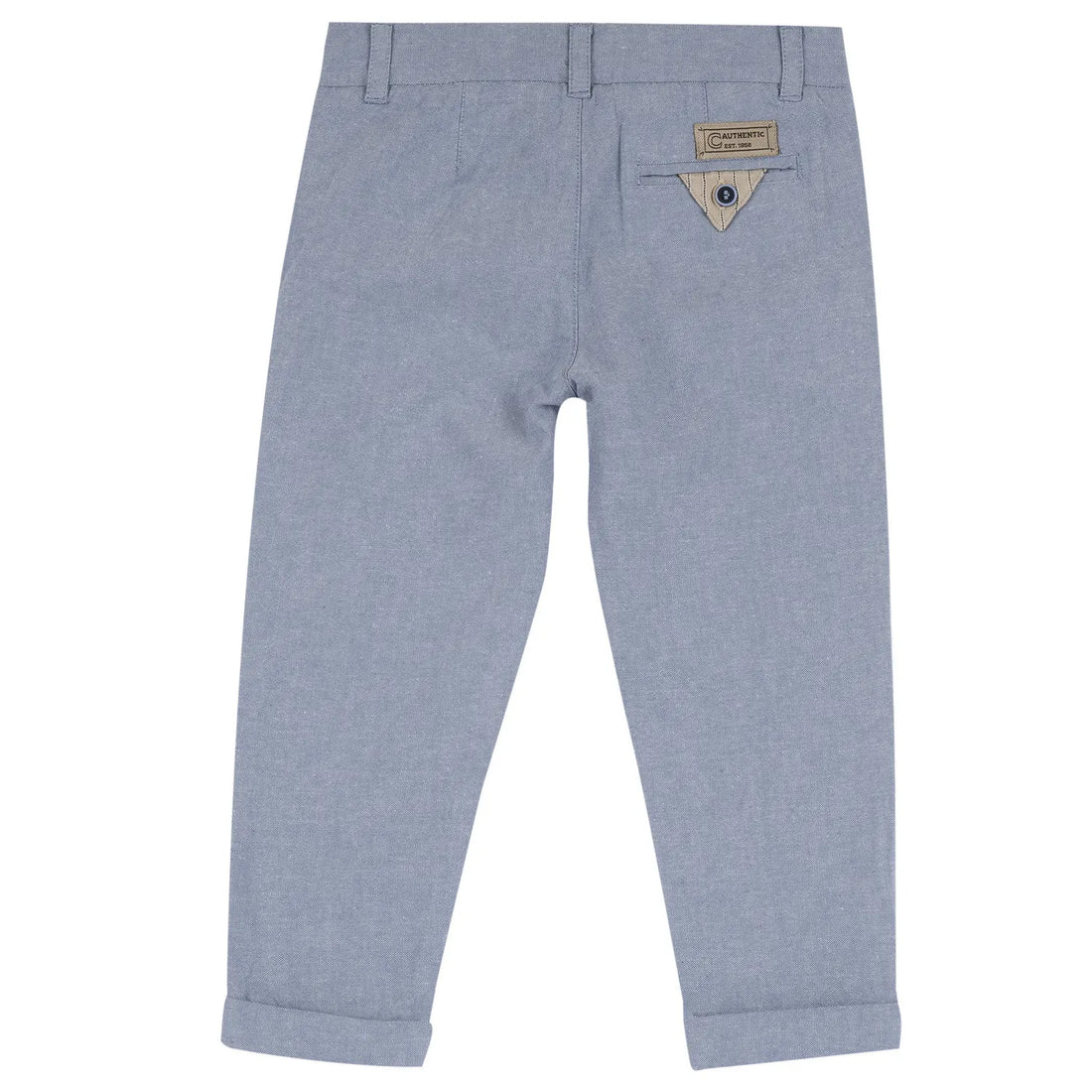 Boys Medium Light Blue Solid Cotton Trouser
