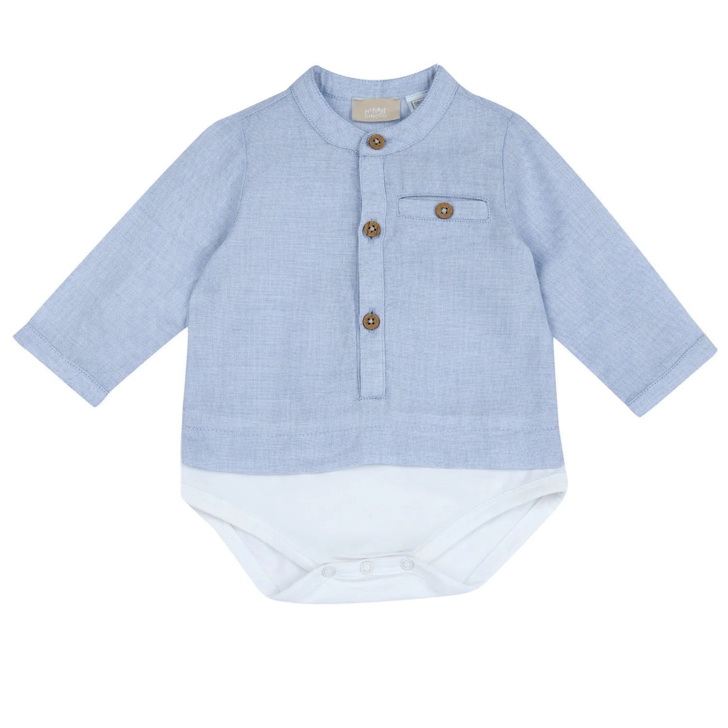 Boys Medium Light Blue Solid Nappy Opening Bodysuit