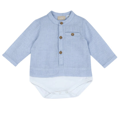 Boys Medium Light Blue Solid Nappy Opening Bodysuit