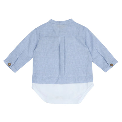 Boys Medium Light Blue Solid Nappy Opening Bodysuit